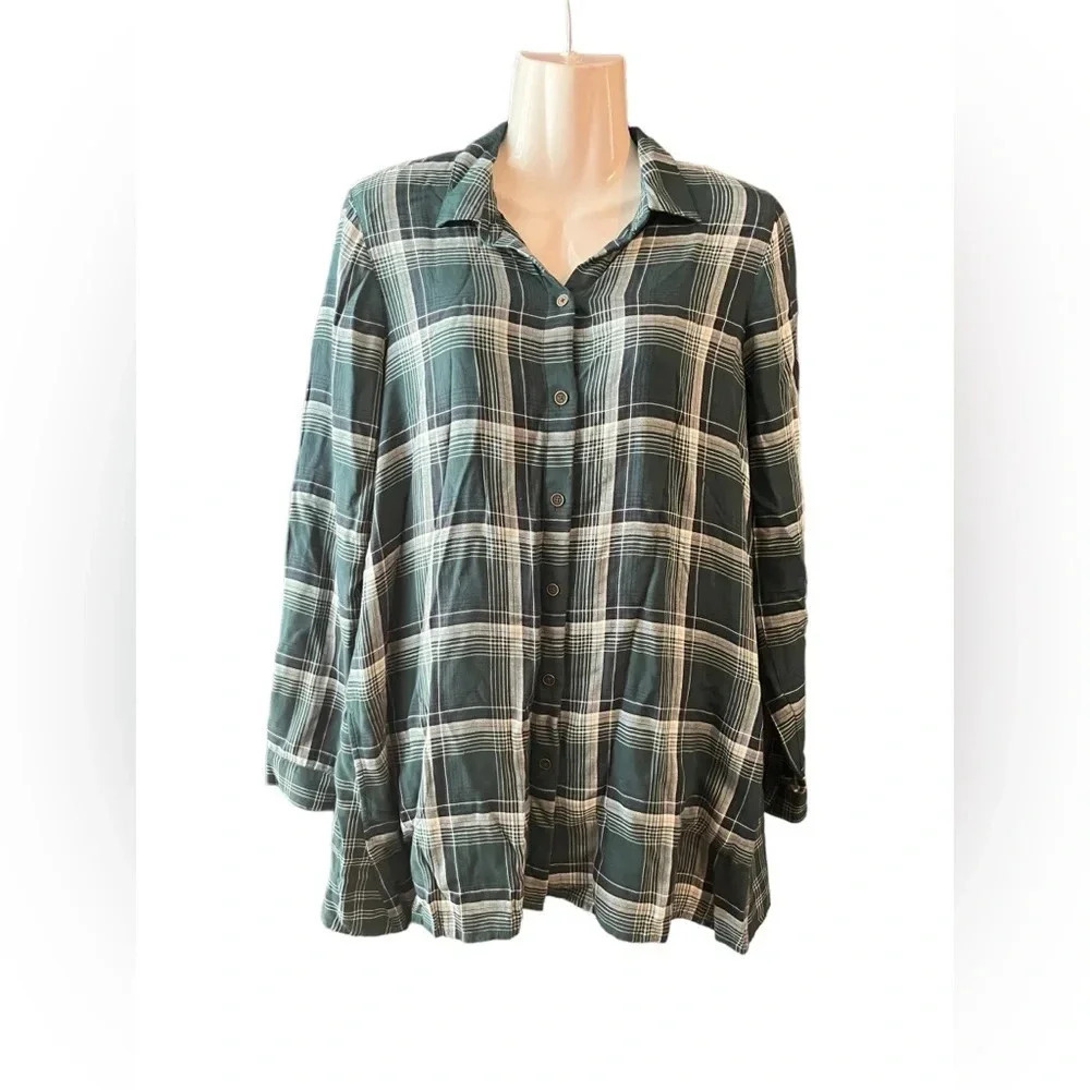 J. Jill Super Soft Flannel Button Down Shirt with Pockets Sz XS